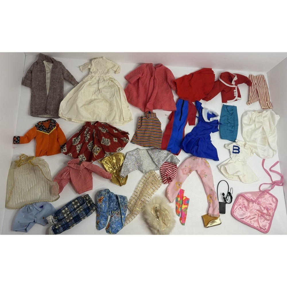 1960s 1970s Barbie Ken Skipper Doll Clothing & Accessories Lot - 88 Pcs Vintage